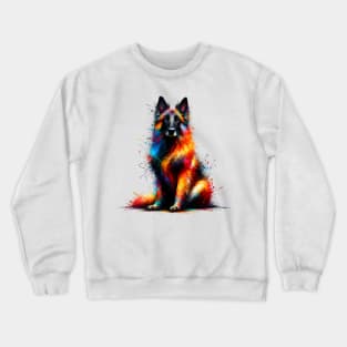 Colorful Belgian Laekenois Portrait in Splash Paint Style Crewneck Sweatshirt